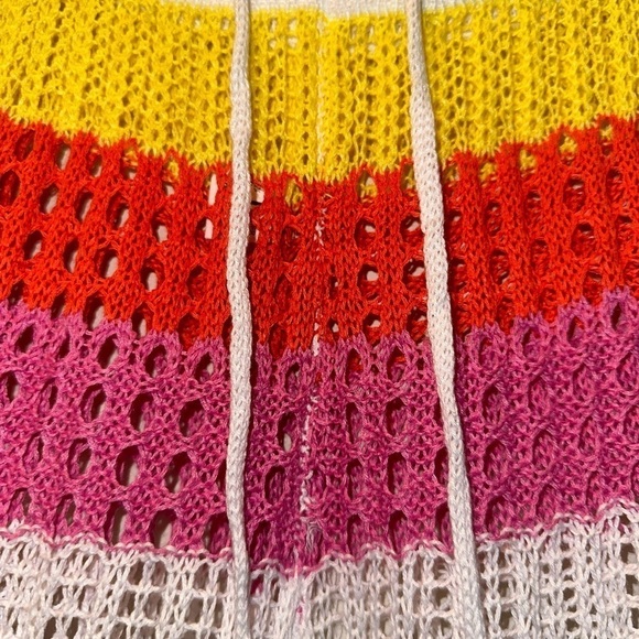 NWOT Women’s multicolor striped crochet drawstrings coverup pants L boho beach - Picture 9 of 10